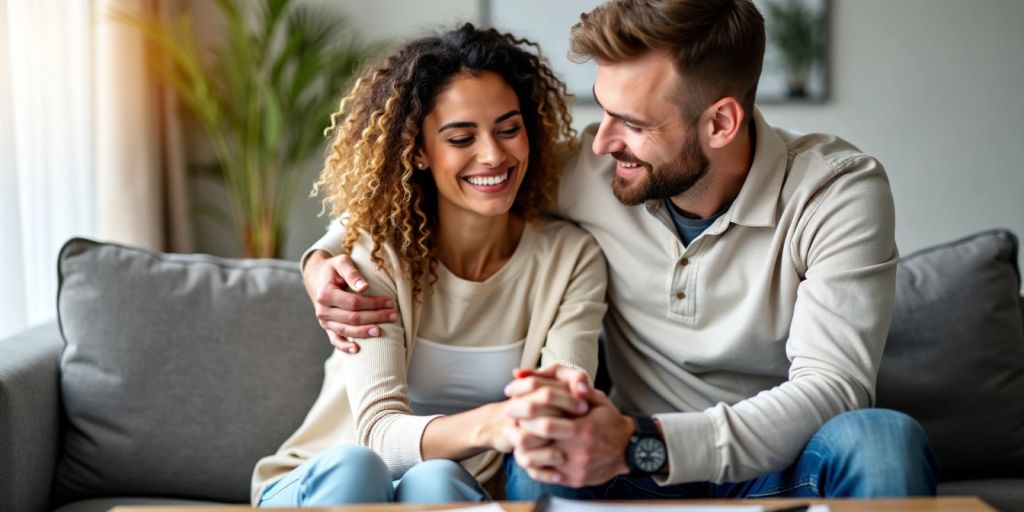 Couple holding hands with legal document