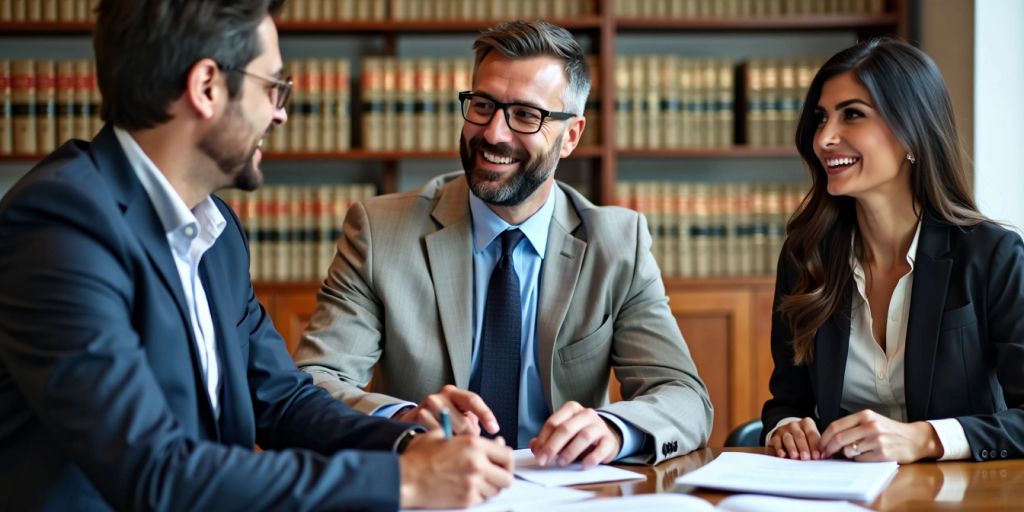 Lawyer discussing documents with a couple